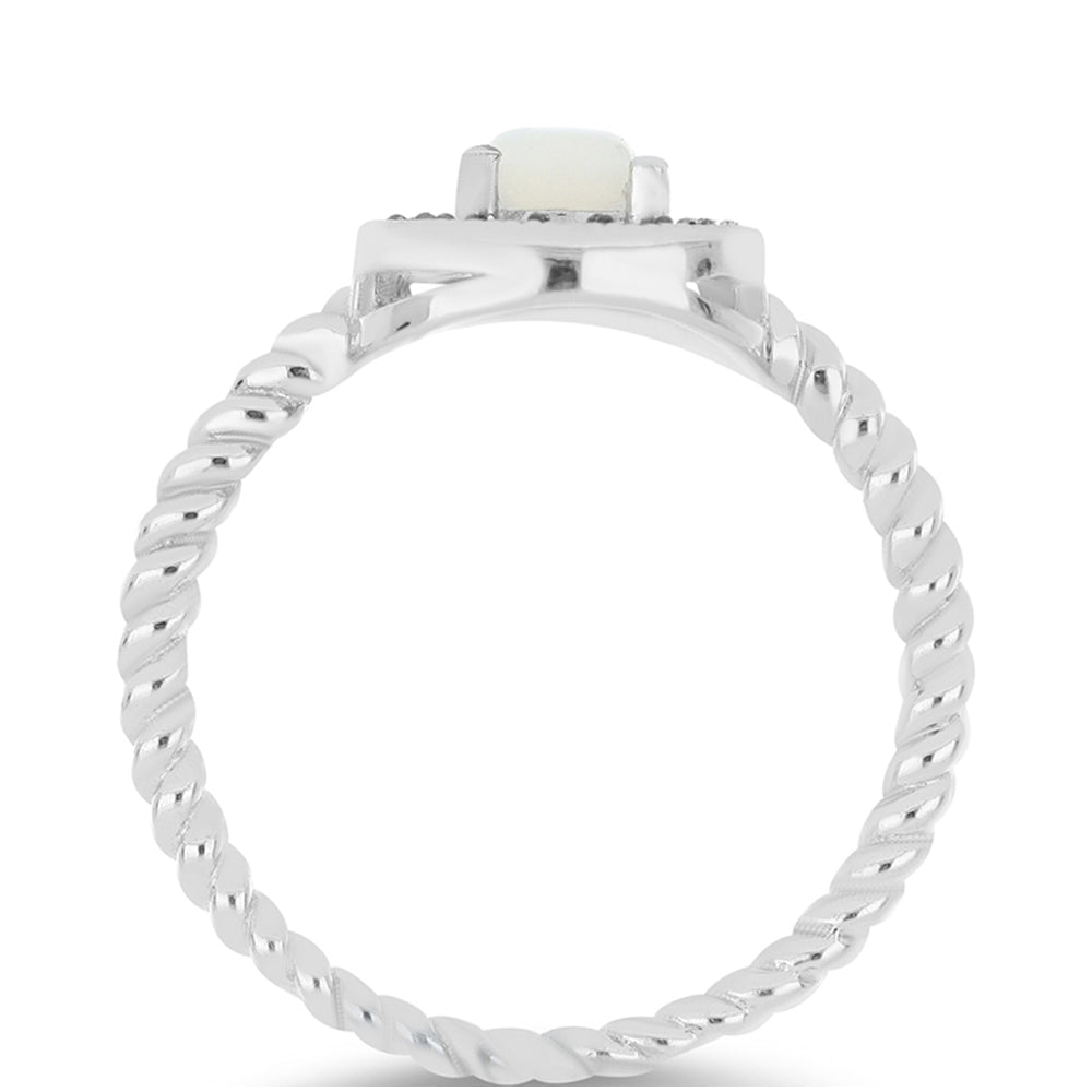 Pierścionek ze srebra próby 925 z austriackim markazytem i białą perłą słodkowodną