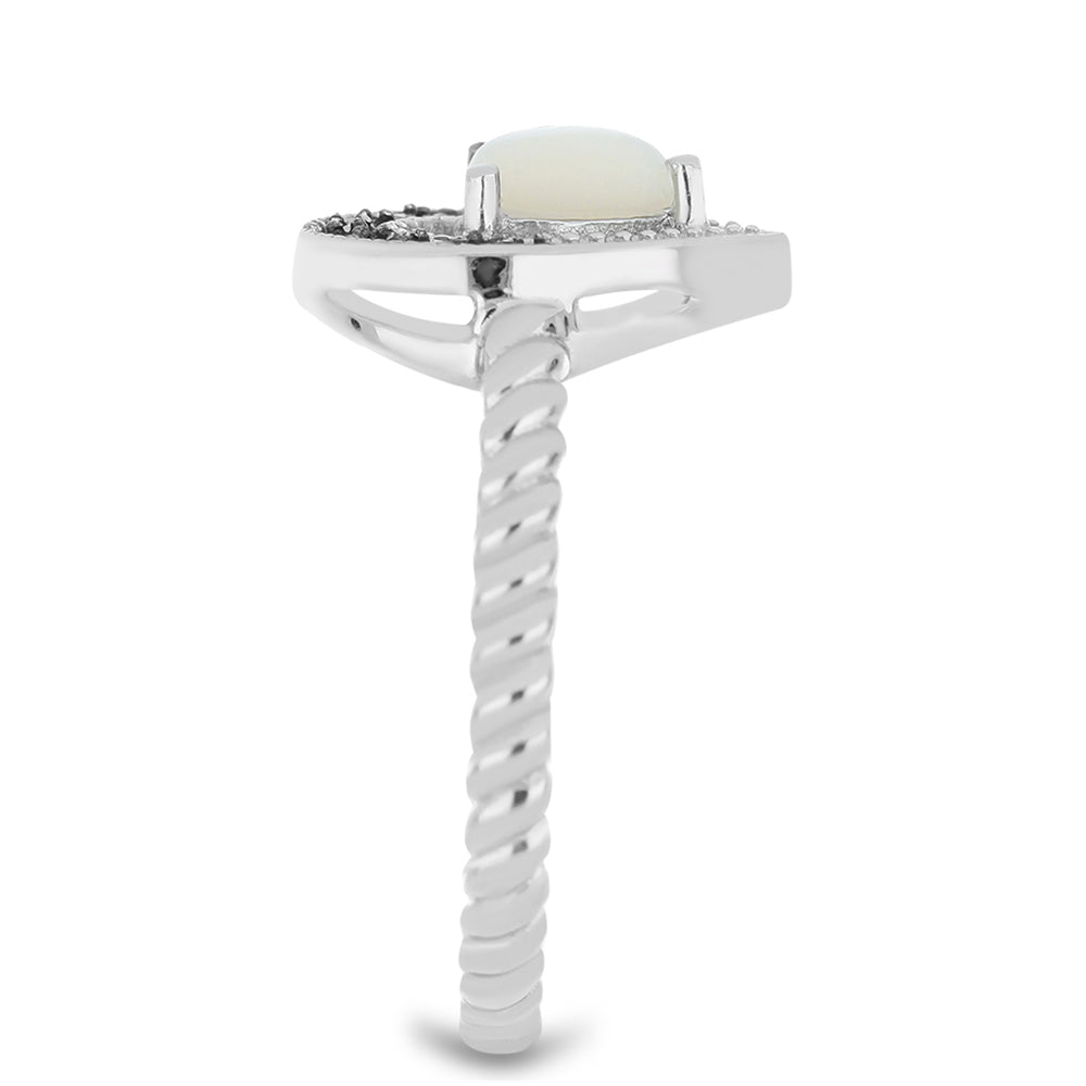 Pierścionek ze srebra próby 925 z austriackim markazytem i białą perłą słodkowodną 4 