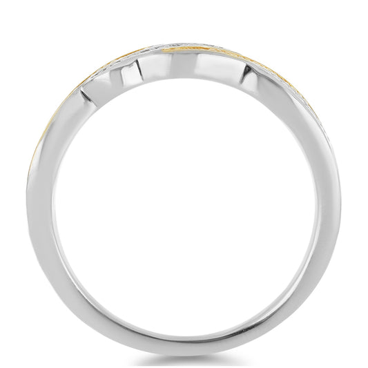 Pierścionek srebrny pozłacany srebra z żółtym diamentem i białym diamentem