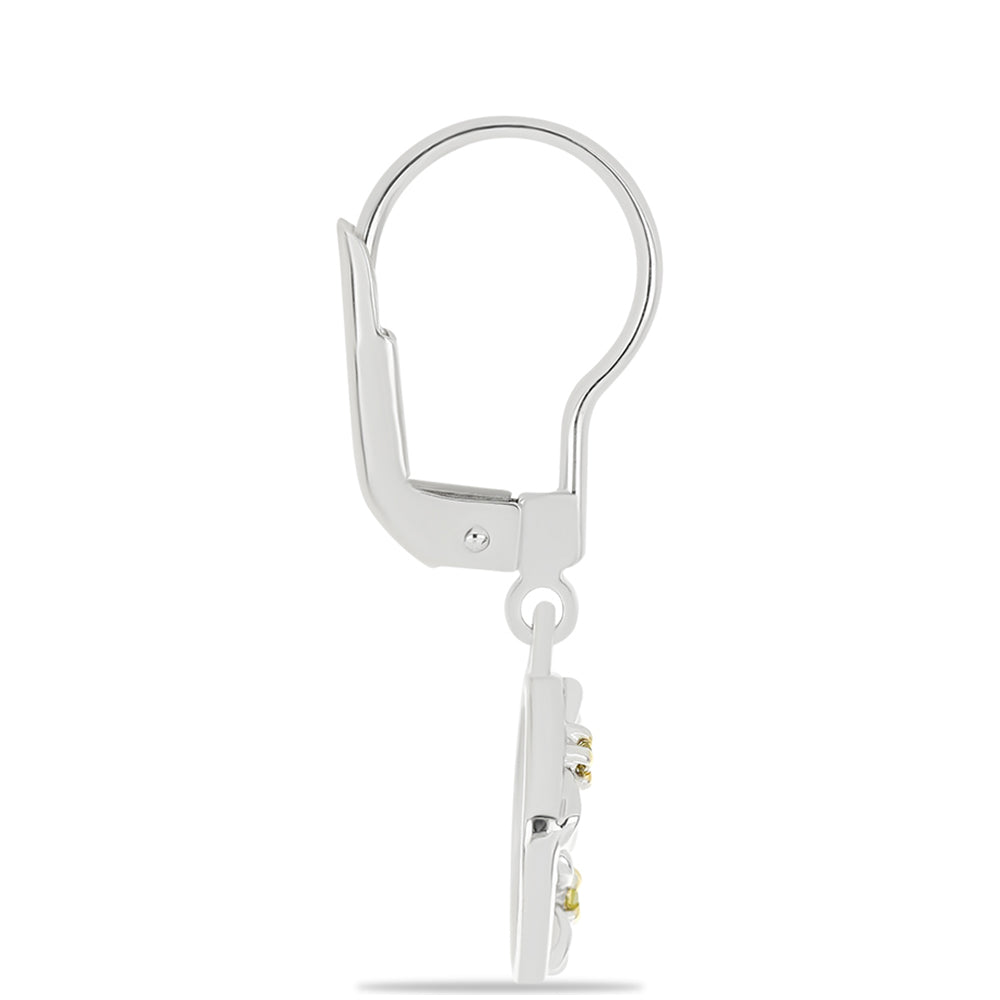 Kolczyki ze srebra próbe 925 z żółtym diamentem