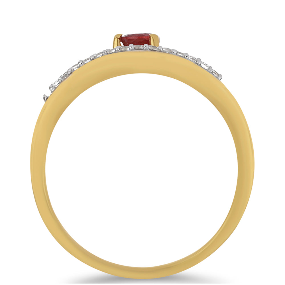 Pierścionek srebrny pozłacany z malgaskim rubinem i białym topazem 2 