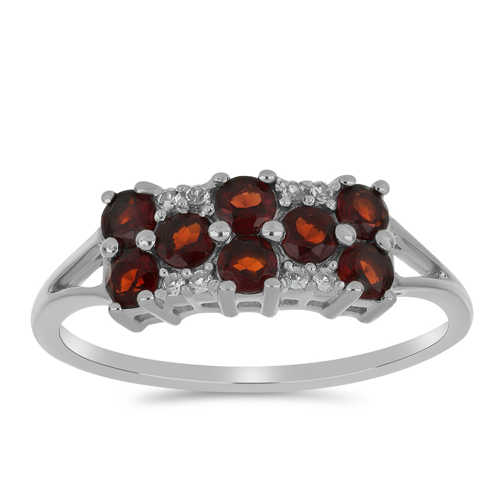 Pierścionek ze srebra próby 925 z granatem i białym topazem 3 