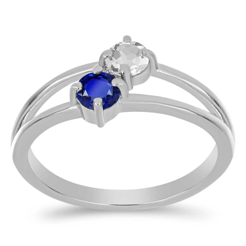 Pierścionek ze srebra próby 925 z australijskim niebieskim szafirem i białym topazem 7 