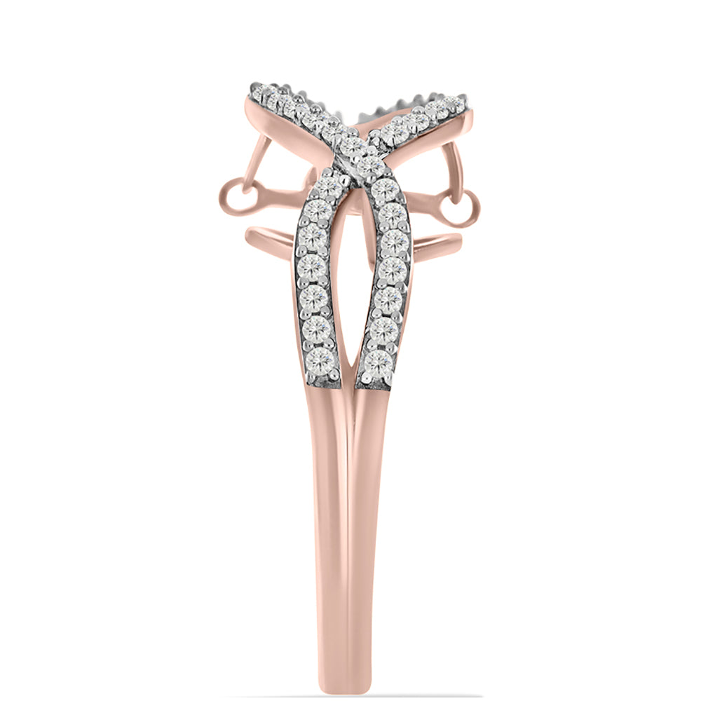 Pierścionek srebrny pozłacany z różowym Tańczącym Diamentem i białym topazem 4 