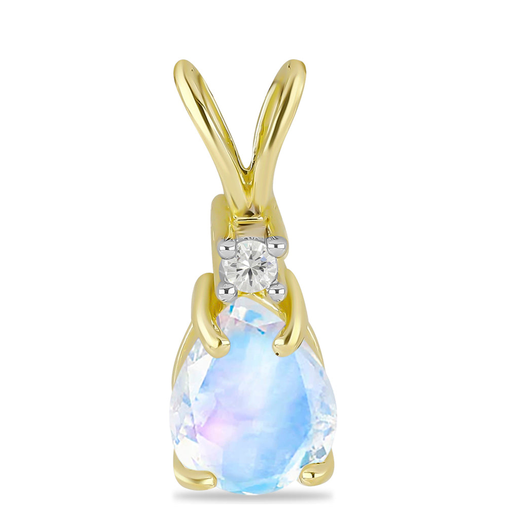 Zawieszka srebrna pozłacana z tęczowym kamieniem księżycowym i białym topazem 1 