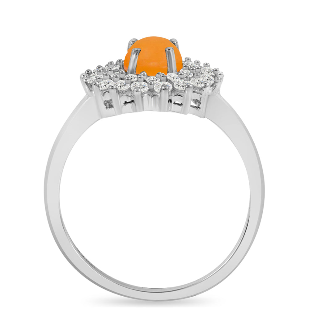 Pierścionek ze srebra próby 925 z żółtym jadeitem i białym topazem 2 