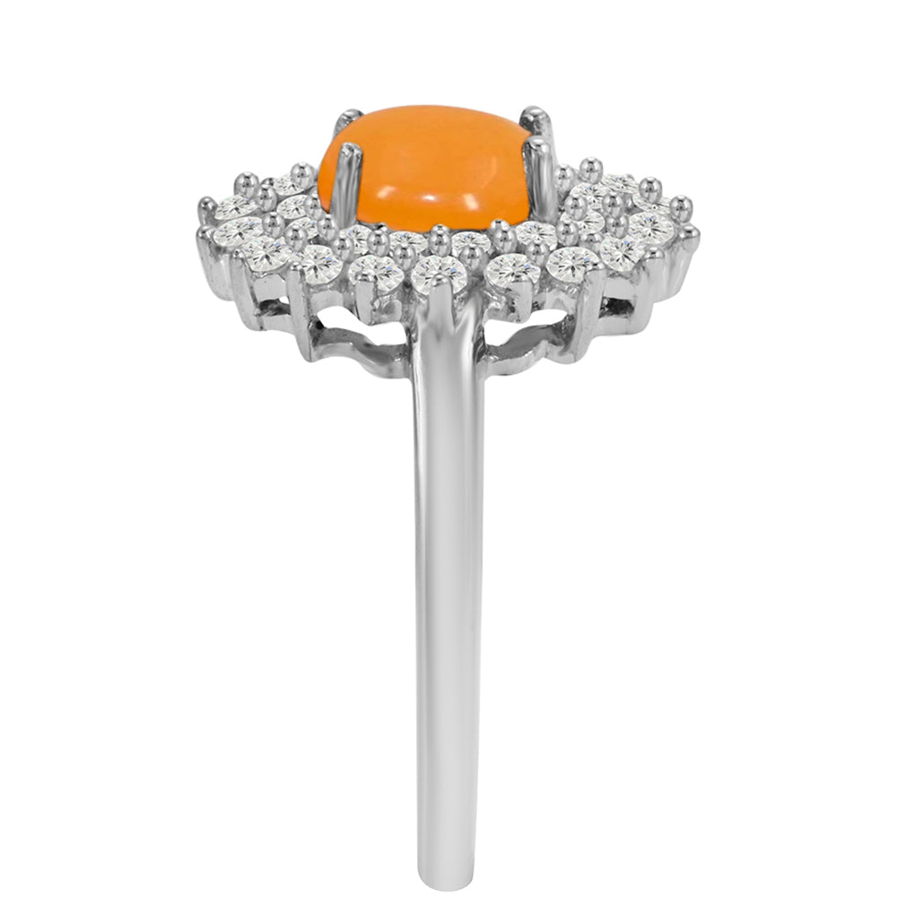 Pierścionek ze srebra próby 925 z żółtym jadeitem i białym topazem 4 