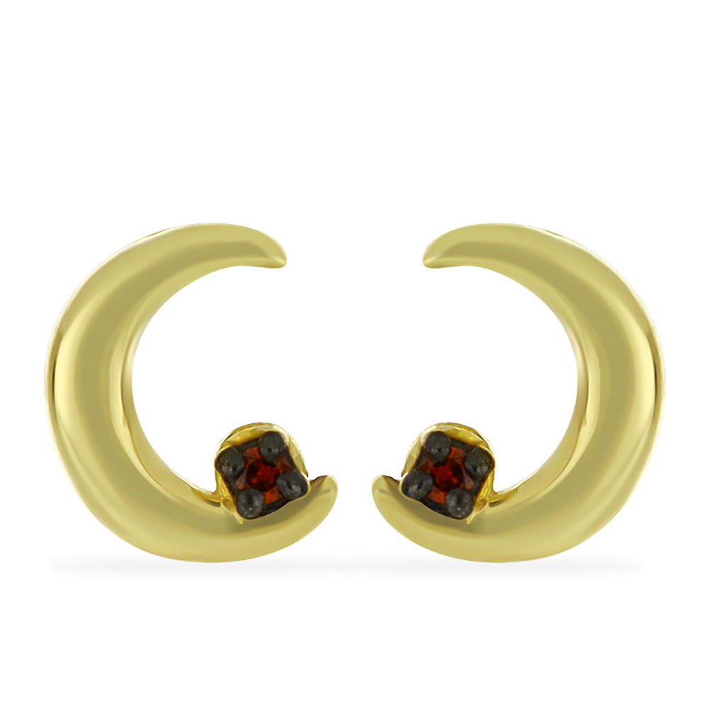 Kolczyki srebrne pozłacane z czerwonym diamentem