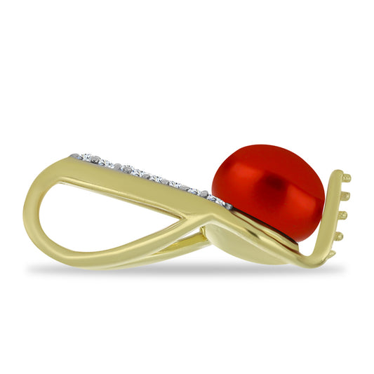 Zawieszka srebrna pozłacana z czerwoną perłą słodkowodną i białym topazem