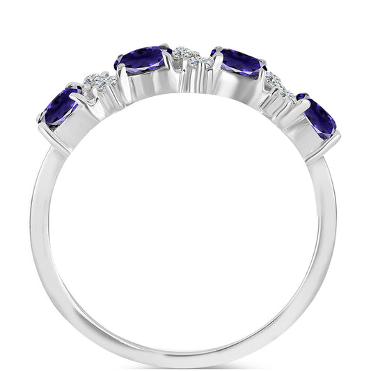 Pierścionek ze srebra próby 925 z iolitem i białym topazem