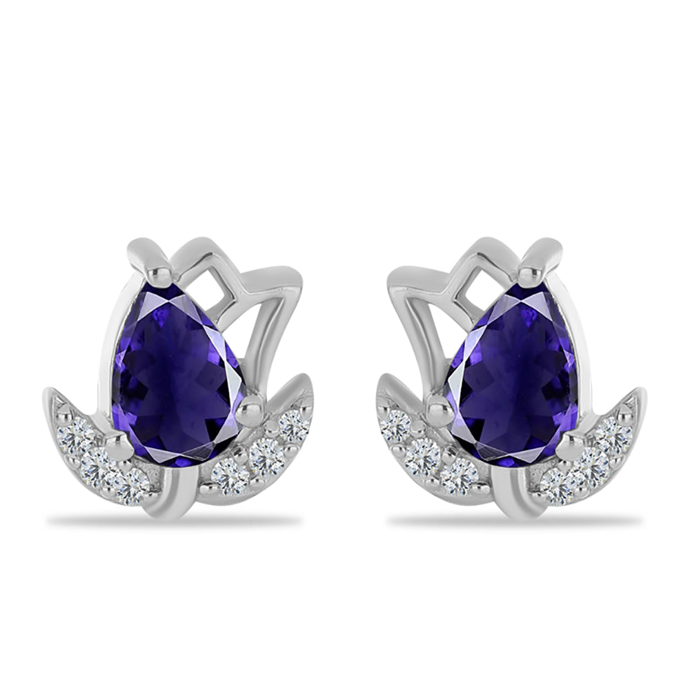 Kolczyki ze srebra próbe 925 z iolitem i białym topazem