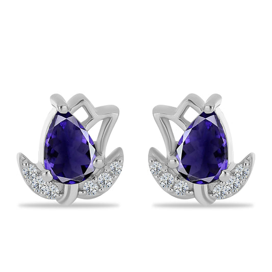 Kolczyki ze srebra próbe 925 z iolitem i białym topazem