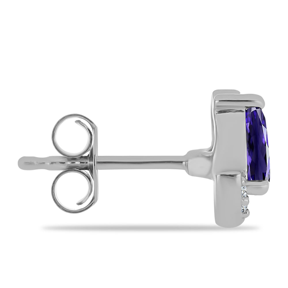 Kolczyki ze srebra próbe 925 z iolitem i białym topazem 2 
