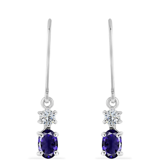 Kolczyki ze srebra próbe 925 z iolitem i białym topazem