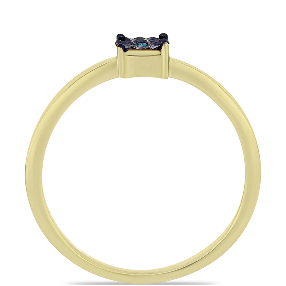 Pierścionek srebrny pozłacany z niebieskim diamentem 2 