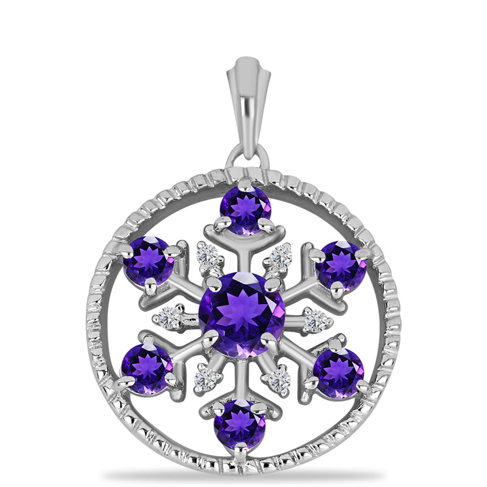 Zawieszka ze srebra próba 925 z marokańskim ametystem i białym topazem