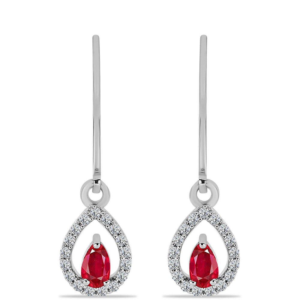 Kolczyki ze srebra próbe 925 z czerwonym agatem i białym topazem 1 