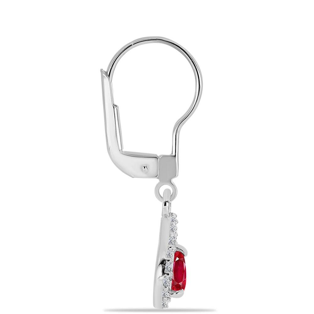 Kolczyki ze srebra próbe 925 z czerwonym agatem i białym topazem