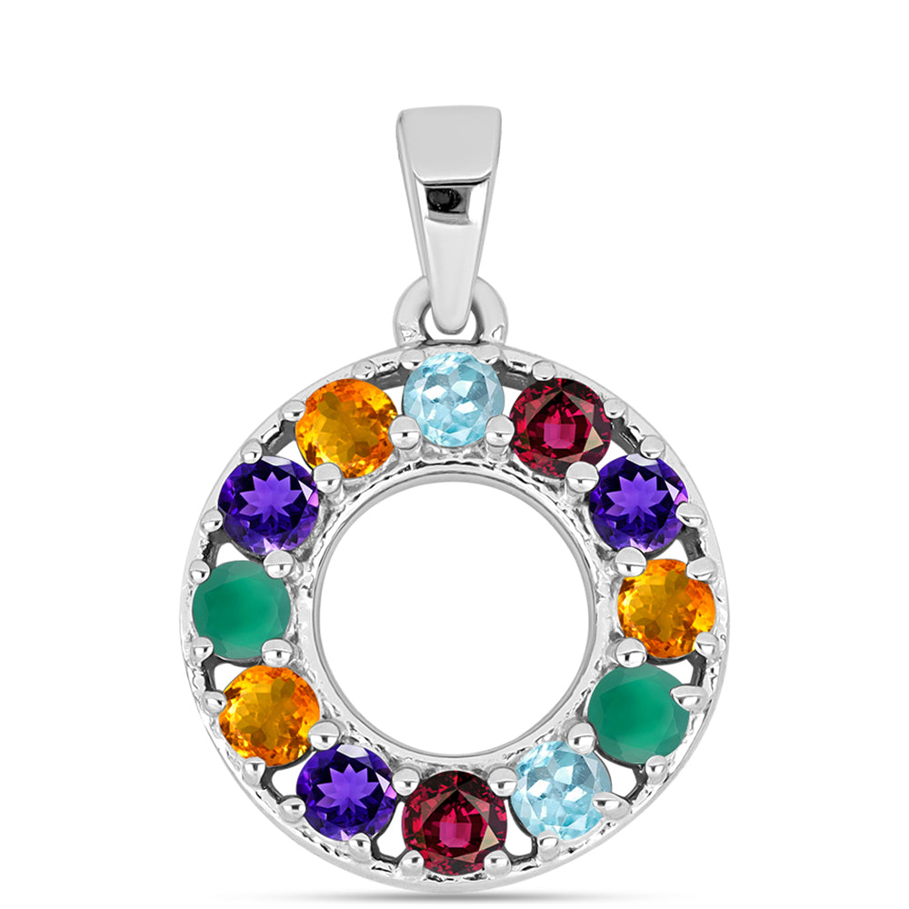 Zawieszka ze srebra próba 925 z marokańskim ametystem i zielonym agatem 1 