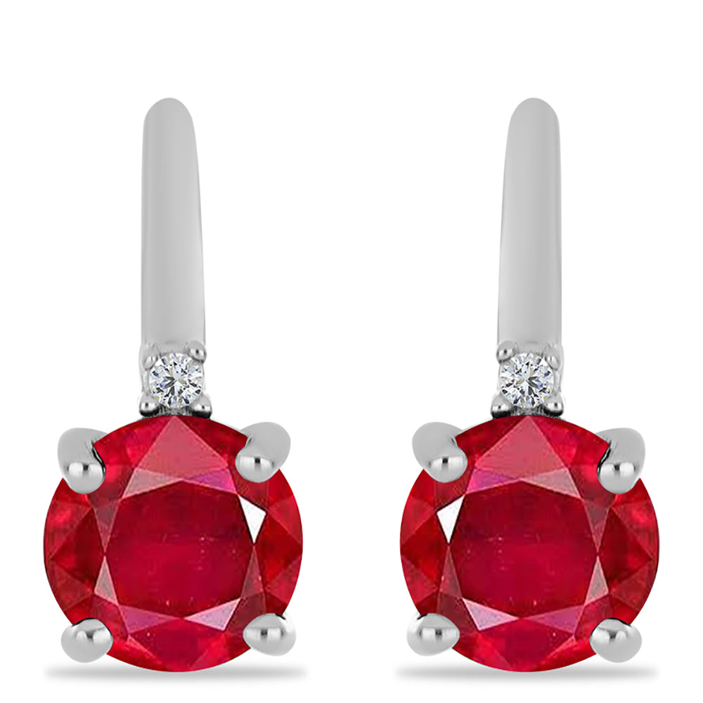 Kolczyki ze srebra próbe 925 z czerwonym agatem i białym topazem