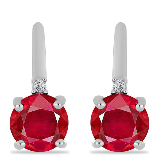 Kolczyki ze srebra próbe 925 z czerwonym agatem i białym topazem