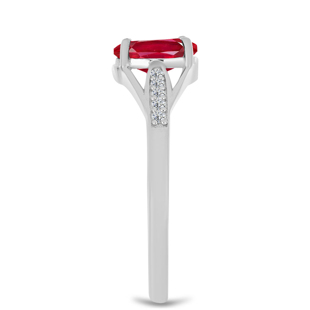 Pierścionek ze srebra próby 925 z czerwonym agatem i białym topazem 4 