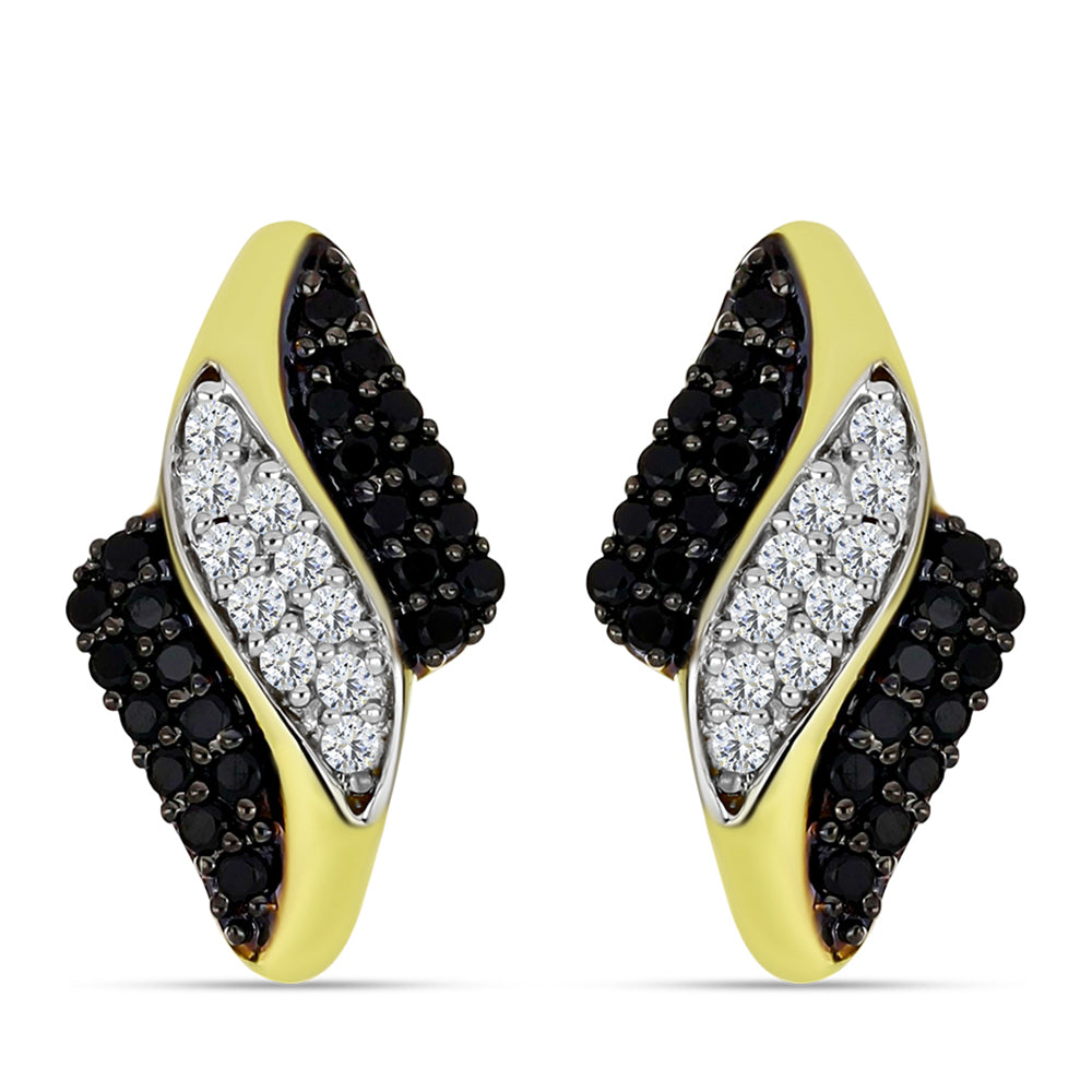 Kolczyki srebrne pozłacane z czarnym spinelem i białym topazem 1 