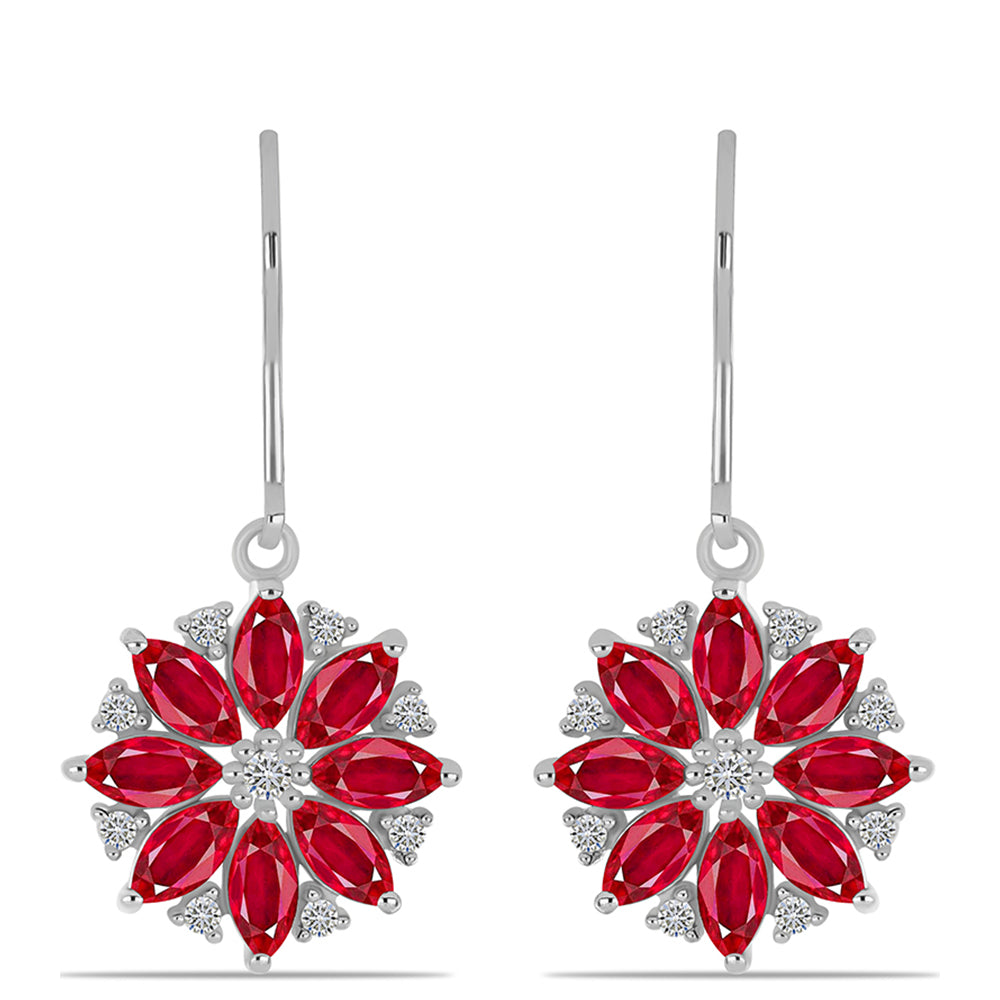 Kolczyki ze srebra próbe 925 z czerwonym agatem i białym topazem