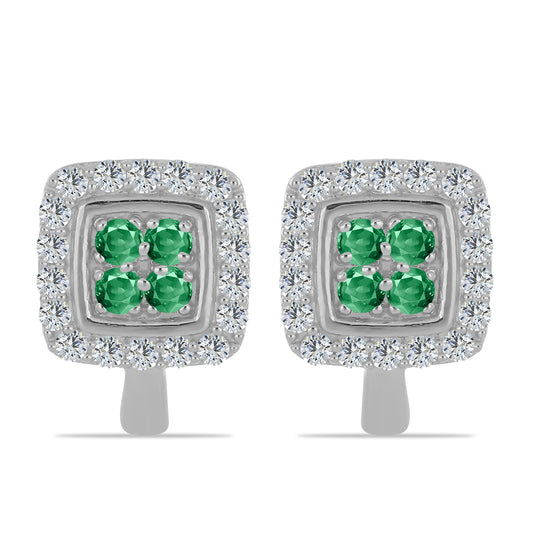 Kolczyki ze srebra próbe 925 z naturalnym aleksandrytem i białym topazem