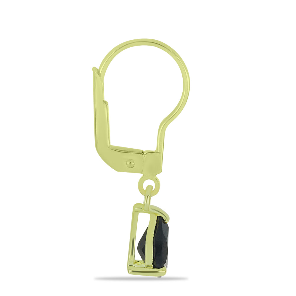 Kolczyki srebrne pozłacane z czarnym spinelem 2 