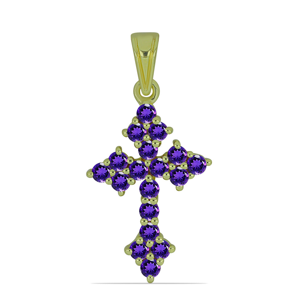 Zawieszka srebrna pozłacana z marokańskim ametystem