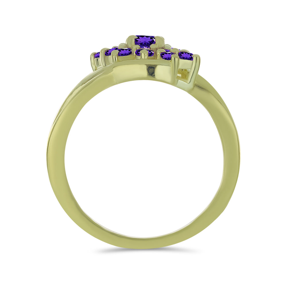 Pierścionek srebrny pozłacany z marokańskim ametystem