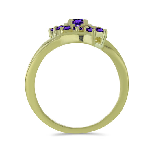 Pierścionek srebrny pozłacany z marokańskim ametystem