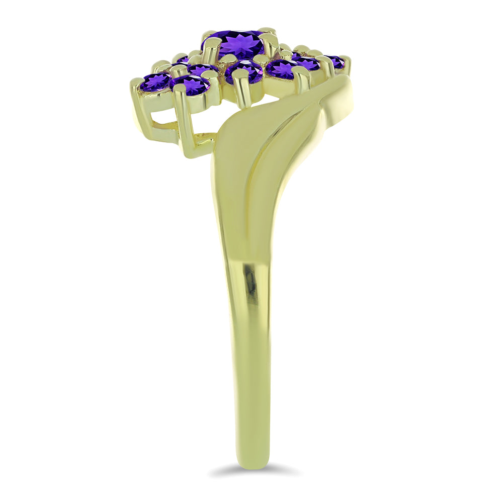 Pierścionek srebrny pozłacany z marokańskim ametystem