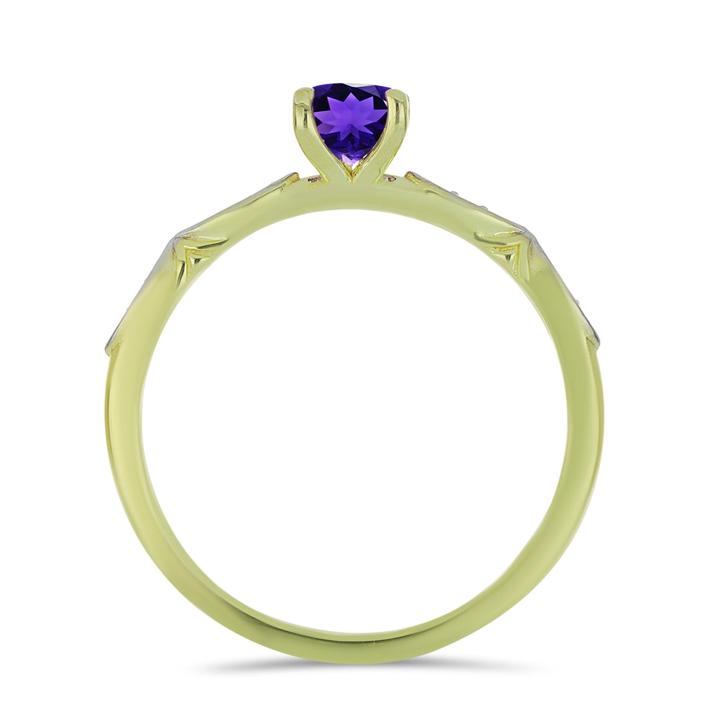 Pierścionek srebrny pozłacany z marokańskim ametystem i białym topazem 2 