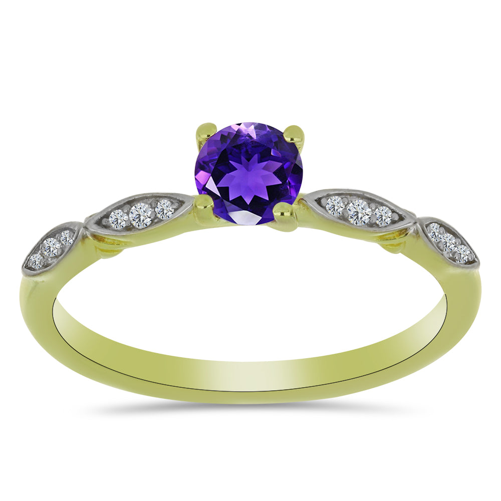 Pierścionek srebrny pozłacany z marokańskim ametystem i białym topazem 3 