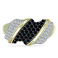 Pierścionek srebrny pozłacany z czarnym spinelem i białym topazem