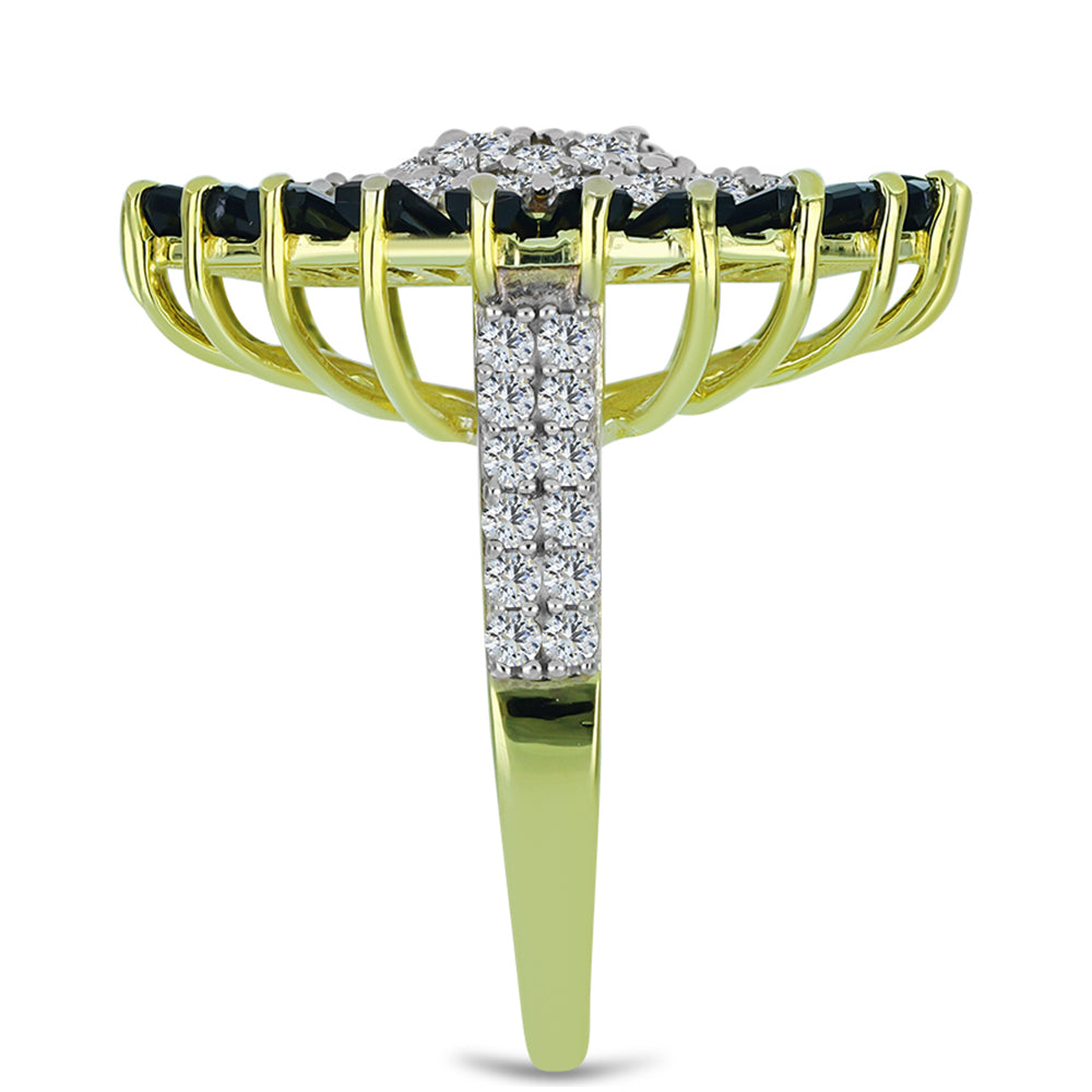 Pierścionek srebrny pozłacany z obsidianem i białym topazem 4 