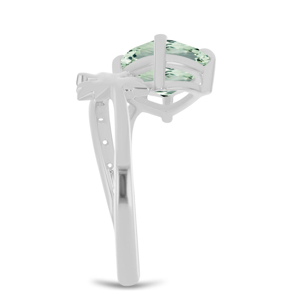 Pierścionek ze srebra próby 925 z zielonym ametystem i białym topazem 4 