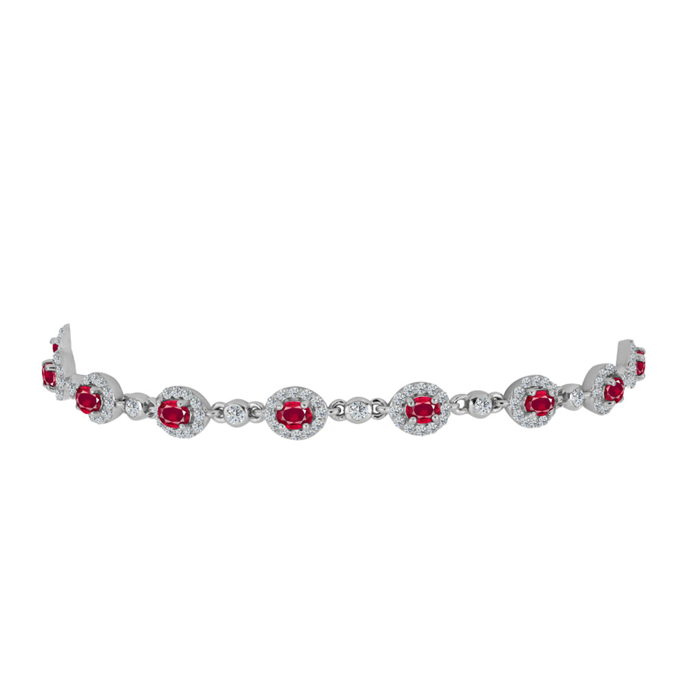 Bransoletka ze srebra próba 925 z malgaskim rubinem i białym topazem 2 