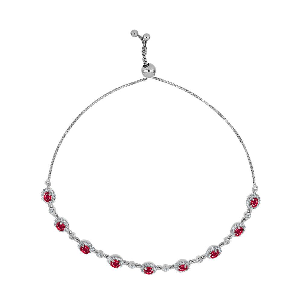 Bransoletka ze srebra próba 925 z malgaskim rubinem i białym topazem 1 
