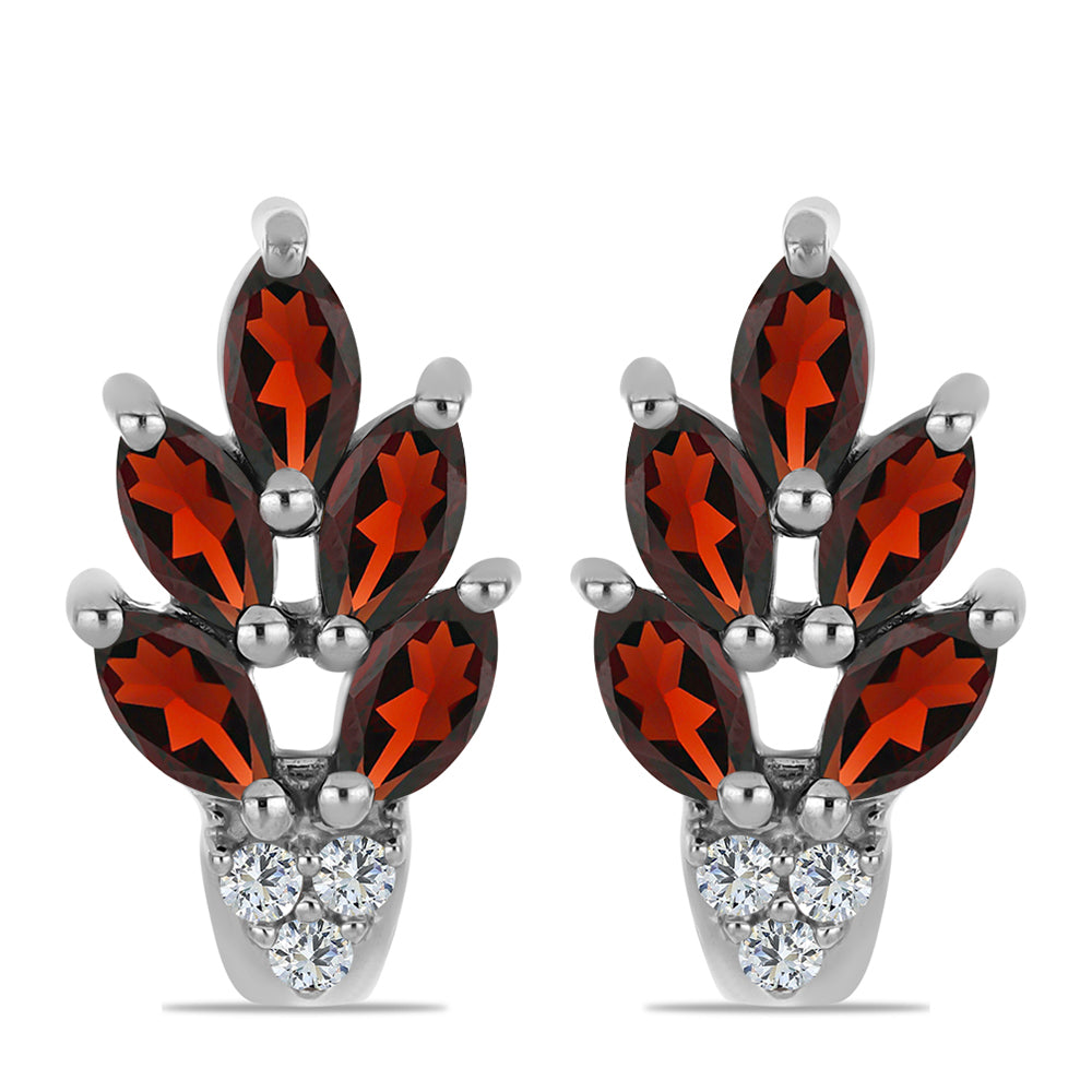 Kolczyki ze srebra próbe 925 z granatem i białym topazem 1 