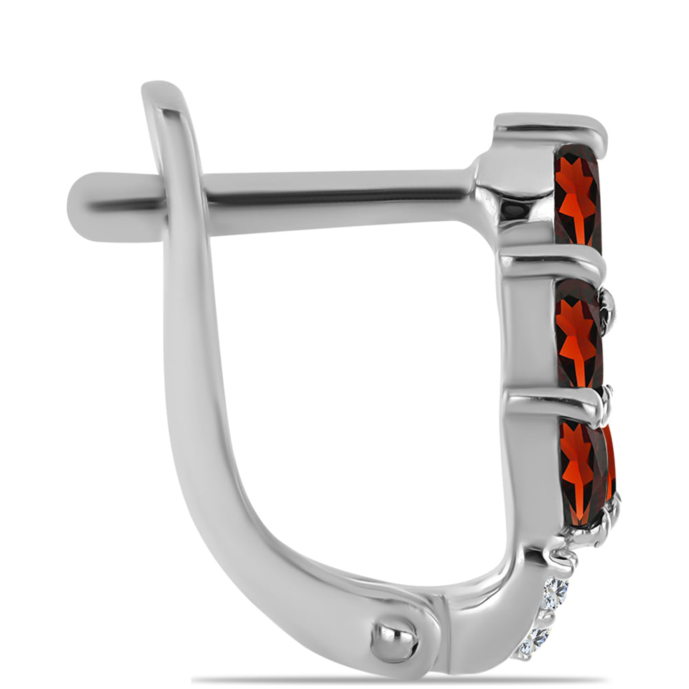 Kolczyki ze srebra próbe 925 z granatem i białym topazem