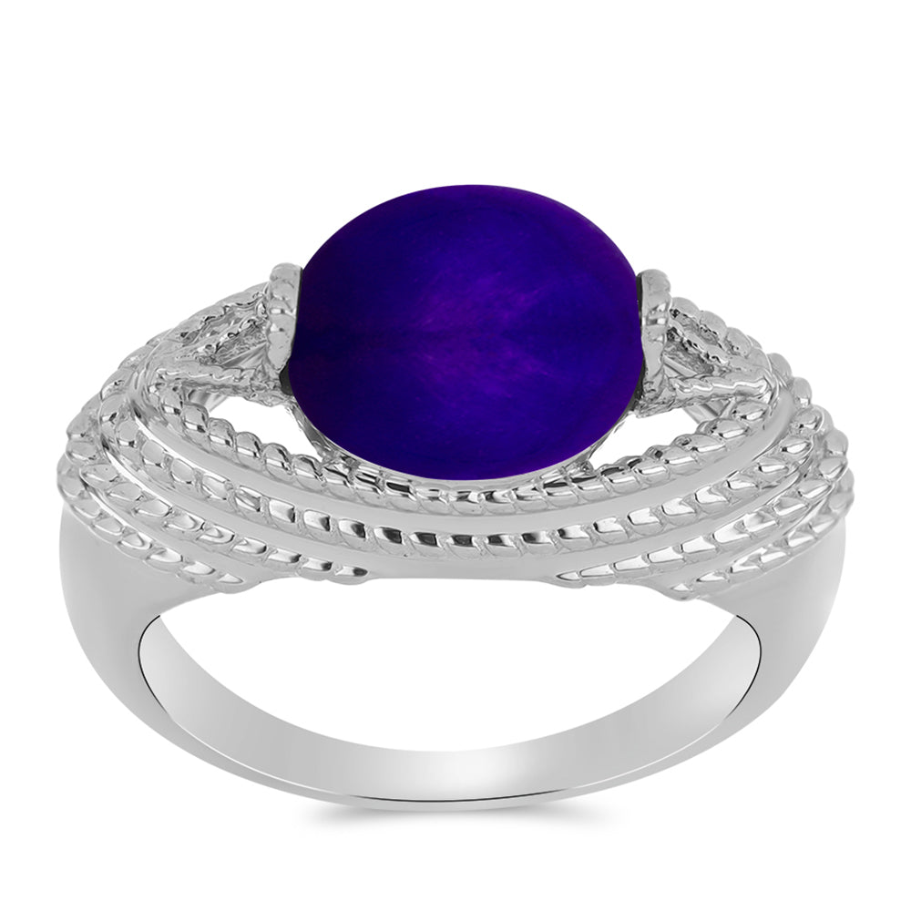 Pierścionek ze srebra próby 925 z purpurowym jadeitem 3 
