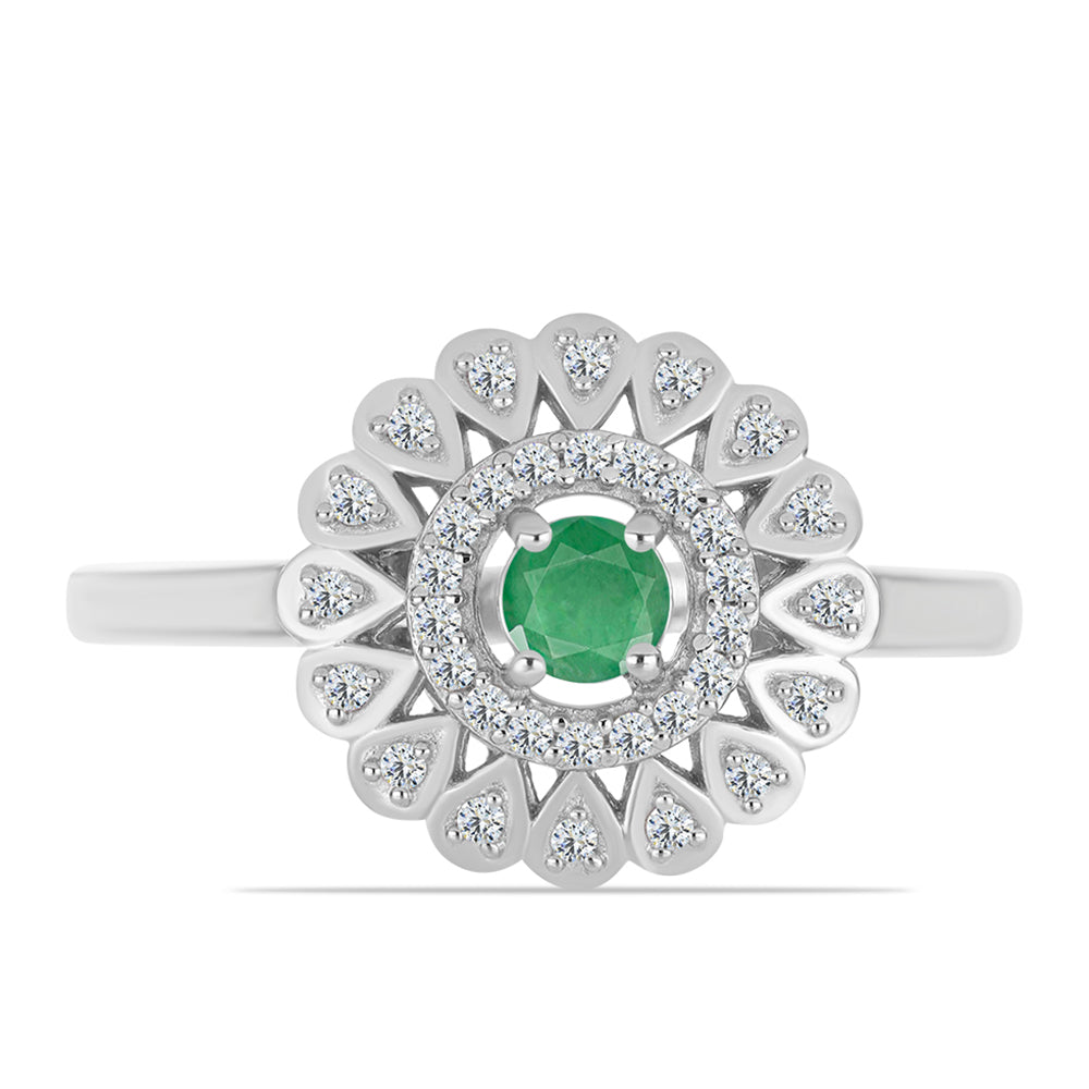 Pierścionek ze srebra próby 925 z brazylijskim szmaragdem i białym topazem 1 