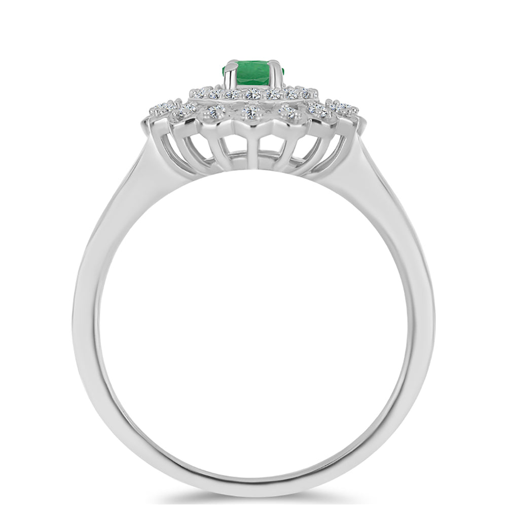 Pierścionek ze srebra próby 925 z brazylijskim szmaragdem i białym topazem 2 