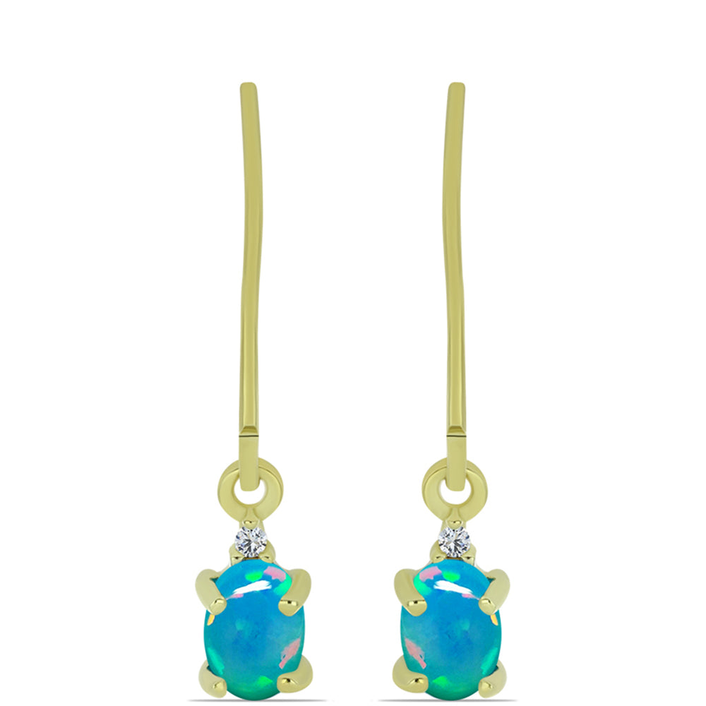 Kolczyki srebrne pozłacane z etiopskim Paraiba niebieskim opalem i białym topazem 1 