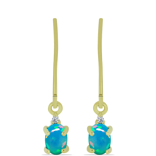 Kolczyki srebrne pozłacane z etiopskim Paraiba niebieskim opalem i białym topazem