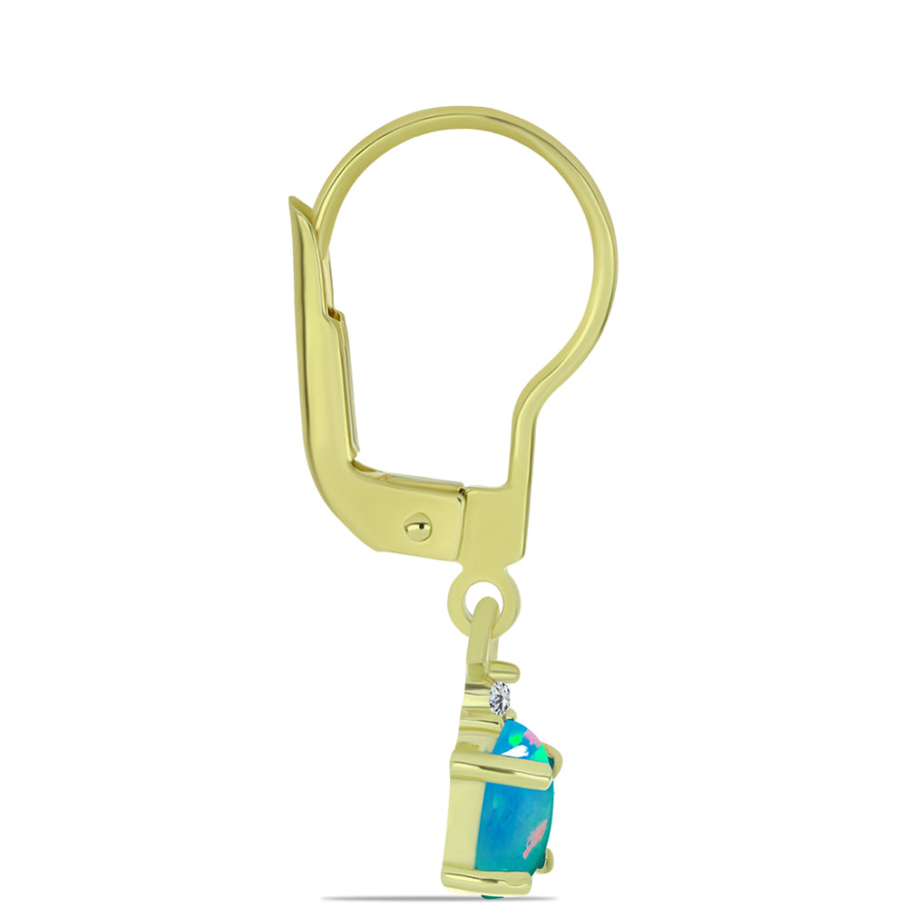 Kolczyki srebrne pozłacane z etiopskim Paraiba niebieskim opalem i białym topazem 4 