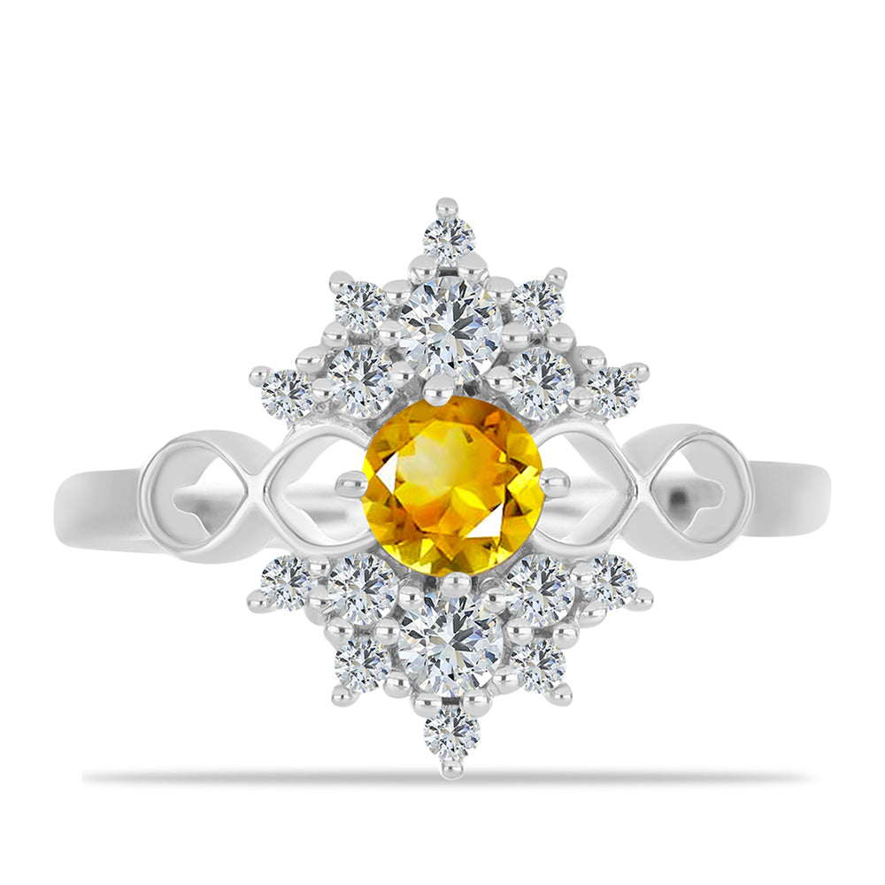 Pierścionek ze srebra próby 925 z cytrynem uralskim i białym topazem 1 